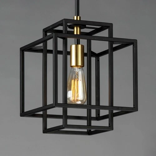 Maxim Liner 9 3/4" Wide Black Geometric Boxes Mini Pendant - Picture 1 of 3