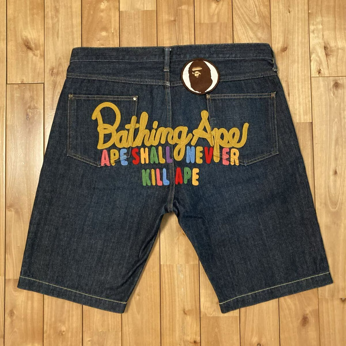 a bathing ape デニムショーツ NIGO BAPE BAPE Champion embroidered denim shorts NIGO A Bathing Ape Size XL