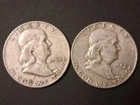 Lot (2) 1952-P & 54-D Franklin Half Dollar Coins