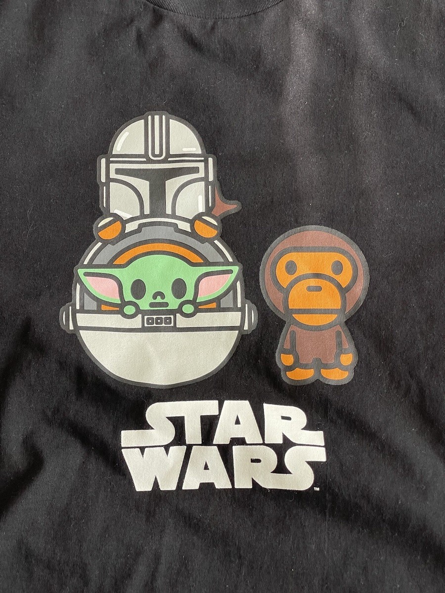 Bape x Star Wars Baby Yoda And Mandalorian Black T Shirt A Bathing