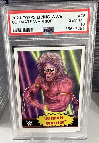 ultimate warrior 2021 topps living set wwe #78 psa 10 pop 7 sp 1267 