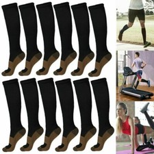 10 Pairs Copper Compression 20-30mmHg Graduated Support Socks Mens Womens S-XXL
