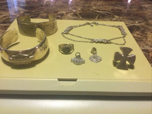Lot 7 Women’s Harley Davidson Sterling Silver 925 Cuffs Rings Anklet Charms