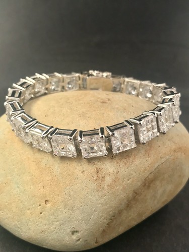 CUBIC ZIRCONIA BRACELET set in .925 STERLING SILVER FAST FREE SHIPPING !! - 第 4/12 張圖片