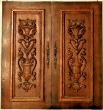 Paire de panneau de pilier architectural ancien français 25" chêne bois