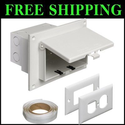 Low Profile Weatherproof Electrical Box with Painted Cover - 22 cu. in., Hori...