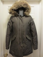 $1,095 Woolrich Womens Brown Arctic Down Parka Coyote Fur Hood Jacket Coat Small