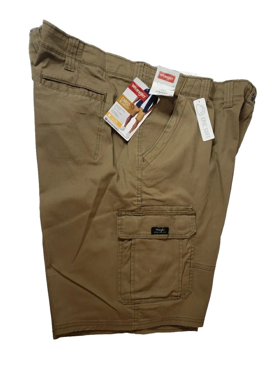 Sz 44 Men's Wrangler Cargo Shorts Relaxed Fit Tech Pocket Brown 10