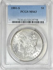 1881-S MORGAN DOLLAR PCGS MS63