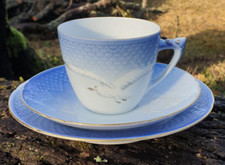 Vintage Denmark Kjobenhavn Bing Grondahl porcelain tea pair cup plate saucer