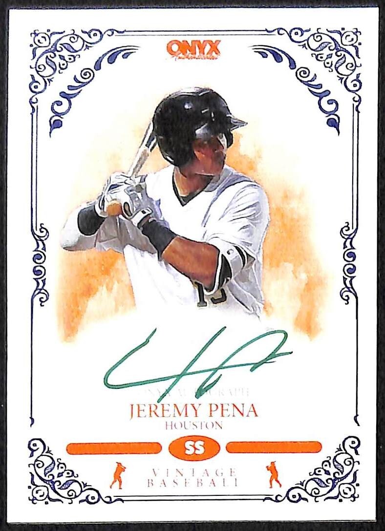 Jeremy Pena 2022 Onyx Vintage Green Ink Signature Auto Baseball
