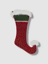 $70 C&F Enterprises Red Jester Swirl Needlepoint Hanging Christmas Stocking