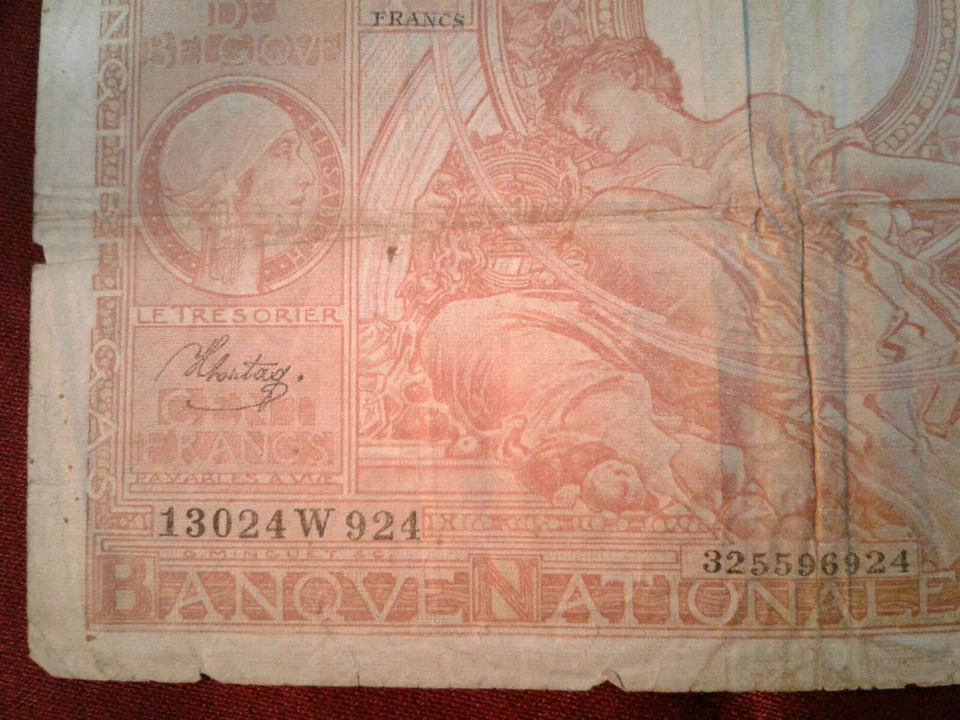 Belgium 100 Francs 20 Belgas 1944 Banknote *VG* P 123 4b16.1 - Image 4 of 4