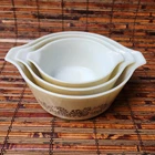 VINTAGE SET OF 3 PYREX HOMESTEAD NESTING BAKING BOWLS 473 474 475