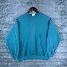 Vintage Tultex Blank Crewneck Sweatshirt Teal Mens Size Large Made In Mexico