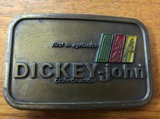 Vintage 1970s Dickey-John Corp Agriculture Brass Belt Buckle First In Agrionics