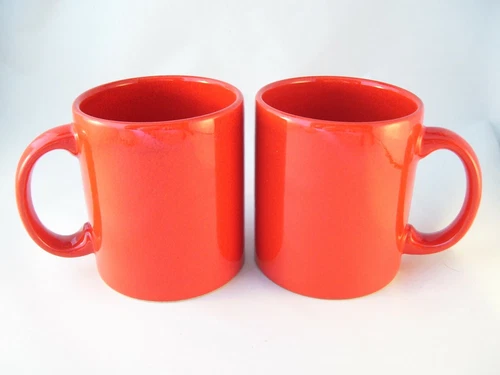 Vintage Waechtersbach Solid Colours RED Set of 2 Coffee Mugs W Germany Retired
