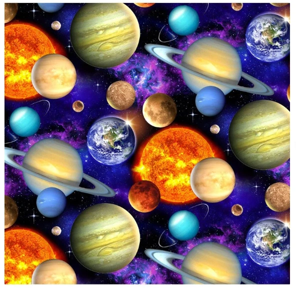 BTY Elizabeths Studio IN SPACE Planets Print 100% Cotton Quilt Fabric Yard - Image 4 of 4