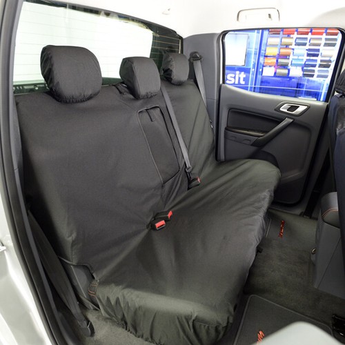 FORD RANGER WILDTRAK (2012) TAILORED FRONT & REAR SEAT COVERS BLACK 153 154 - Picture 5 of 7