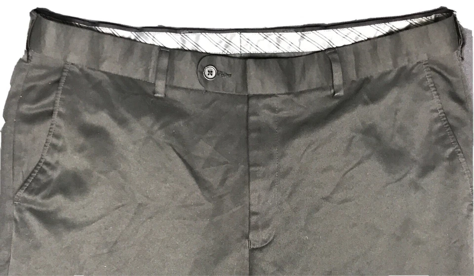 Pantalones de vestir para hombre Enro negros profundos con frente plano - talla 38 Foto 3 de 4