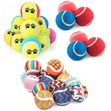 25, 50, 100 x Dogs Paw Print Tennis Balls Chew Catch Fetch Rubber Ball Bulk Lot