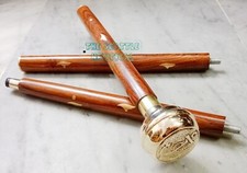 Navy Solid Brass Brown Wooden Walking Cane Brass Anchor Knob Handle Stick Gift