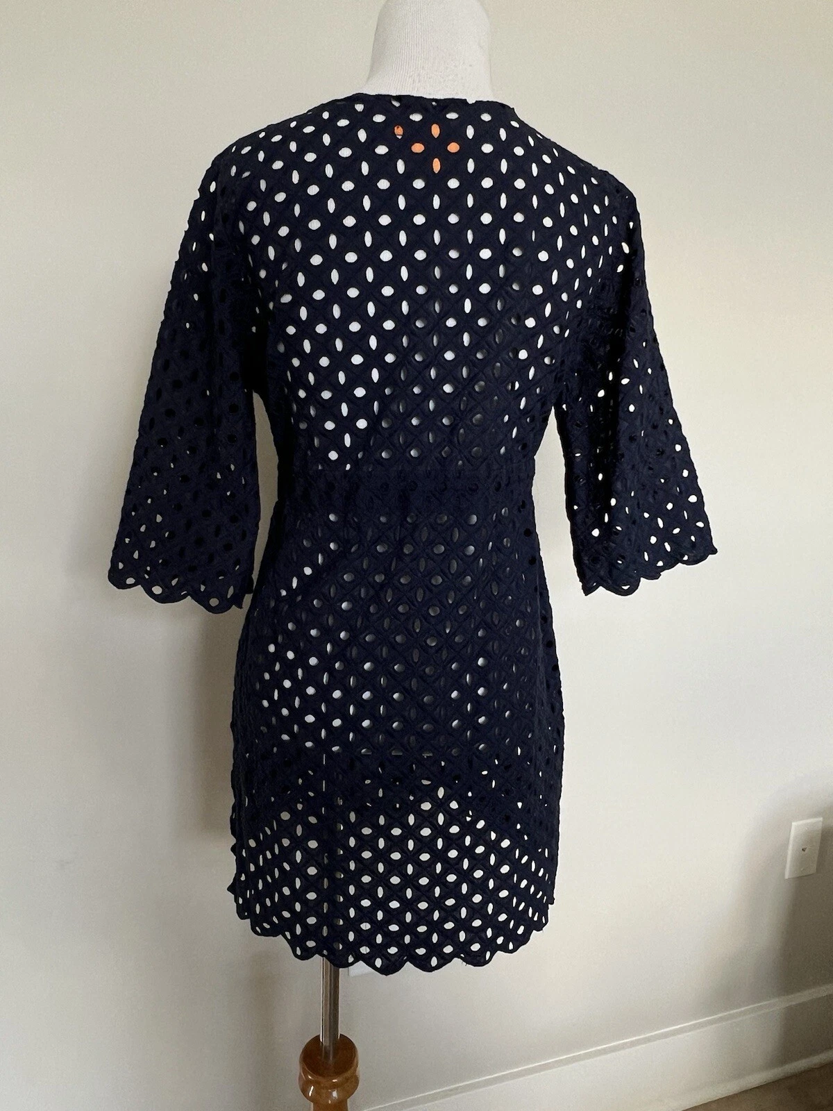 Tory Burch abito tunica blu navy con occhielli copricostume da bagno XS