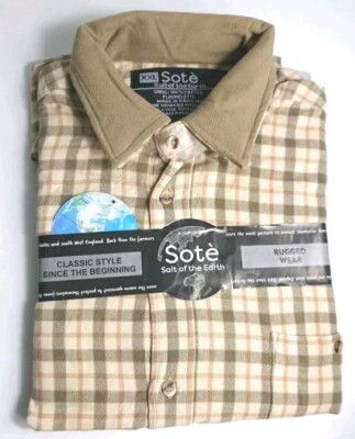 SOTE Salt of the Earth Flannelette Shirt Mens Size XXL Brown Olive NEW Cotton