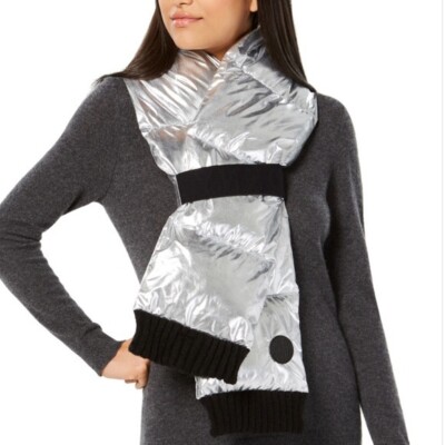 DKNY Quilted Women's Puffer Scarf DY0109 Silver One Size