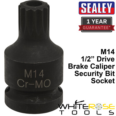 Sealey Brake Caliper Security Bit Socket M14 1/2'' Drive VAG VW Passat Audi A3