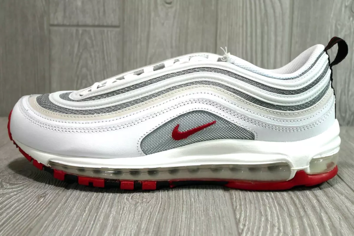 Nike Air Max 97 White Varsity Red Silver Sneakers DM0027-100 Mens Size