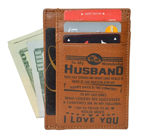 Card Case Leather Wallet for Husband Wife Mom Dad Son Daughter Gift Idea