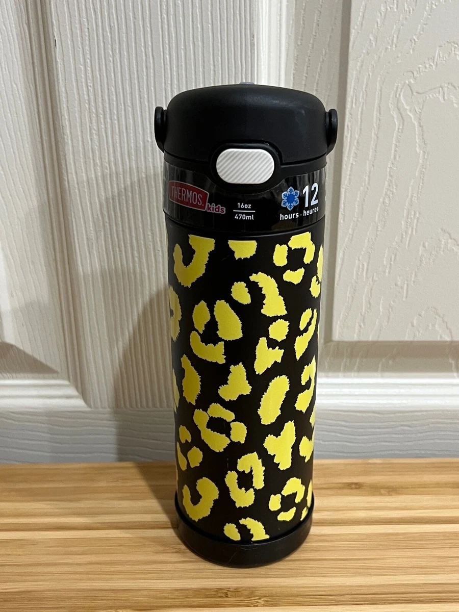 New Thermos 16oz Kids Funtainer Insulated Water Bottle Handle Yellow  Leopard