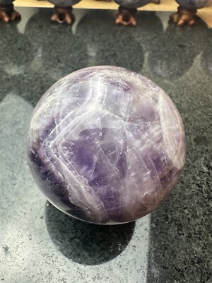 Große Traum Chevron Amethyst Kugel Kugel Natur Edelstein Kristall 380g M1