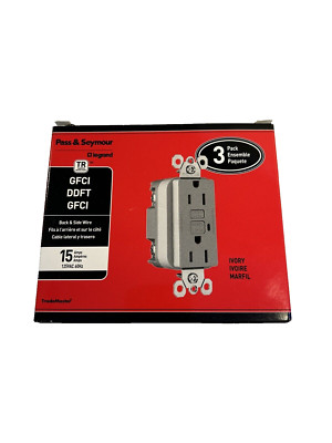 PASS & SEYMOUR 1595TRI3PKCC4 TAPER RESISTANCE GFCI IVORY 3 PACK