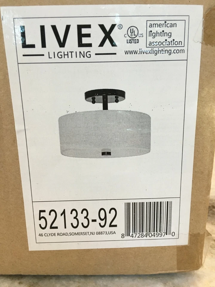 Livex Meridian 2 Light 11"W Single Semi-Flush Fabric Shade Ceiling Bronze - Image 2 of 4