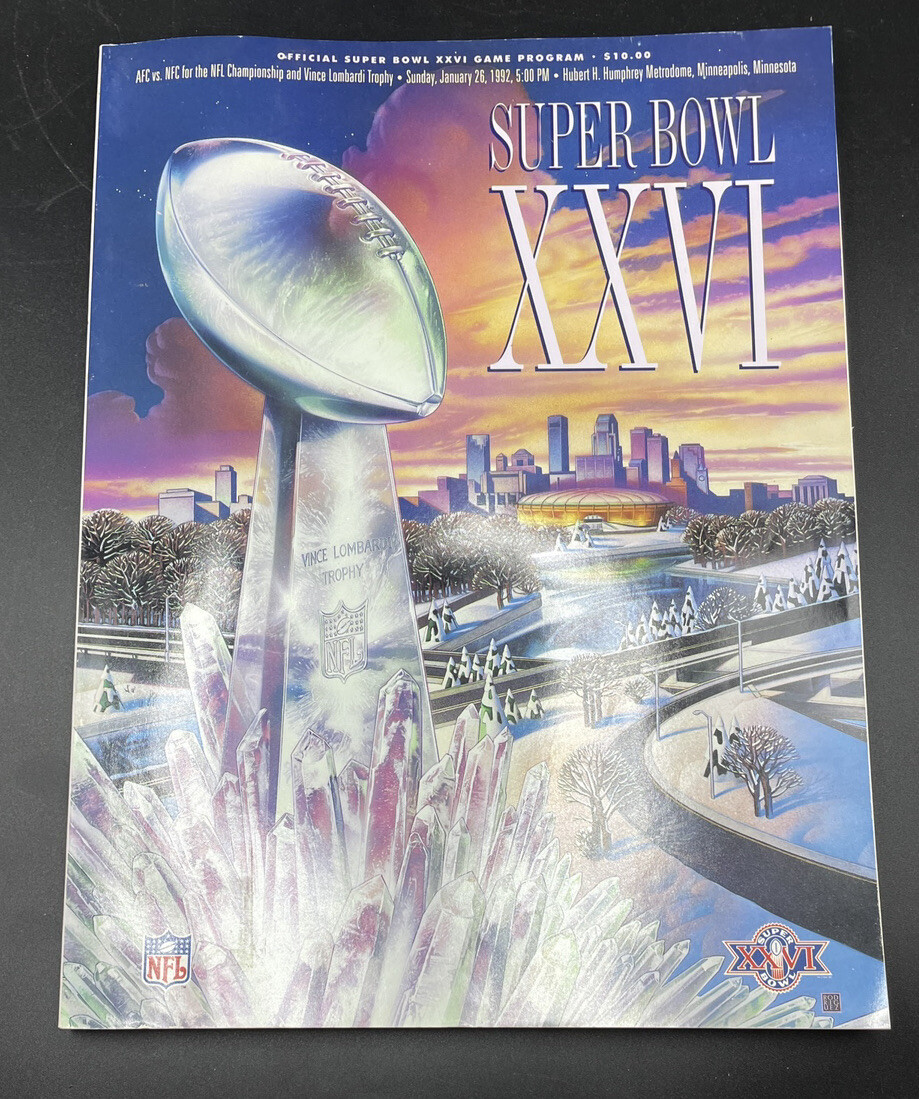 1992 Super Bowl XXVI Official Game Program Washington Redskins vs