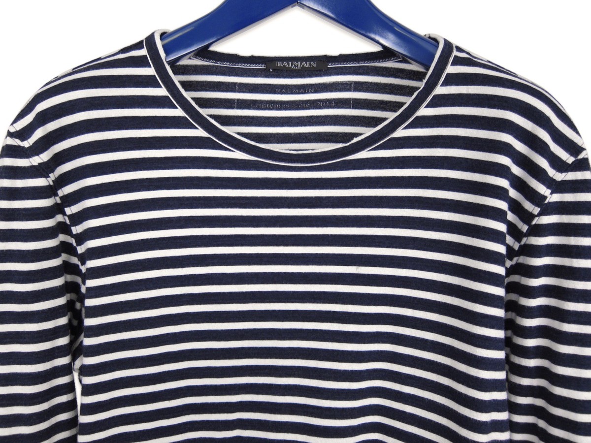Balmain Striped Long Sleeve Breton Shirt SS14 sz. Small | eBay