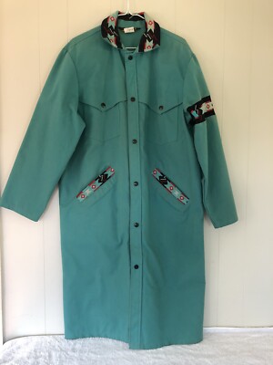 David James Riding Rodeo Duster Long Trench Coat Adult Medium Aztec Vintage