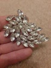 Vintage Extra Large Brilliant Crystal Rhinestone Brooch Pin Signed B. David