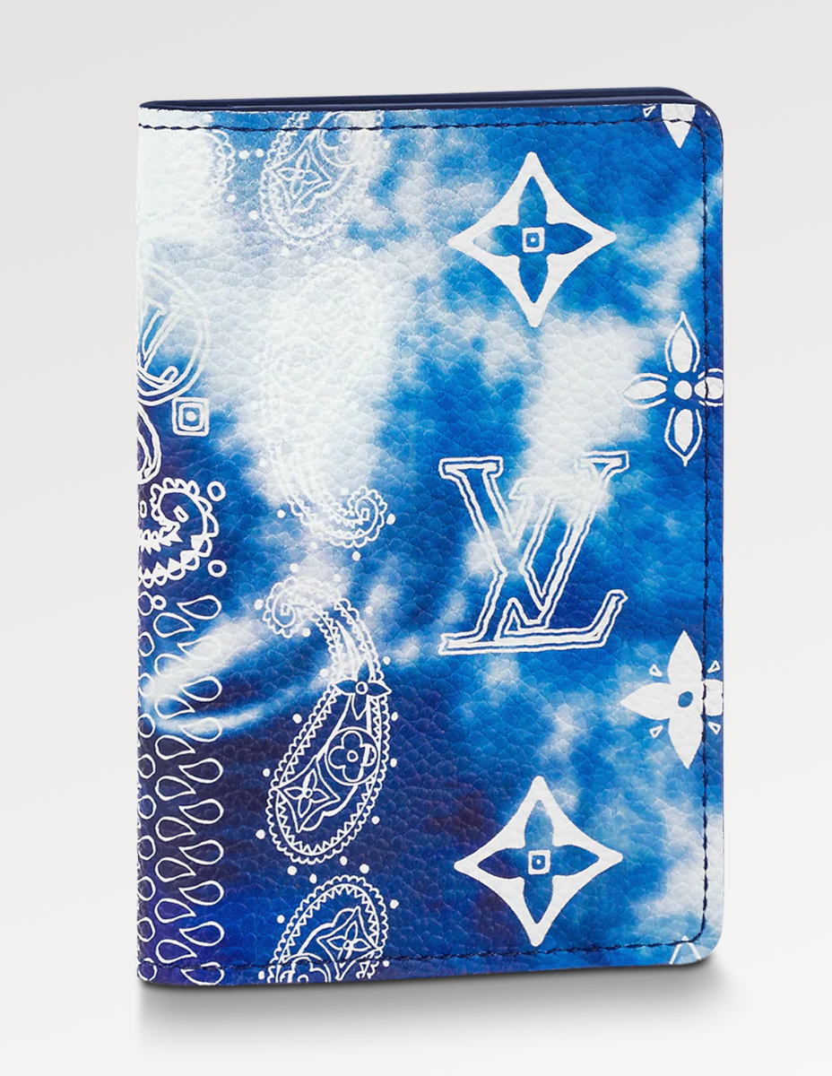 Louis Vuitton Bandana Blue White Monogram Logo Leather Pocket