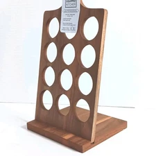 Kitchen Essentials Acacia Wood 12 Coffee Pod K-Cup/Spice Stand Rack Holder NEW!!