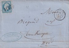 🦬Lettre avec N°22 - 20 c Empire dentelé - GC 1437 - Etaples - Indice 6🦬