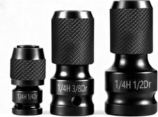 3PCS Impact Socket Adapter Set 1/2 3/8 1/4 Drive to 1/4 Hex Quick Release