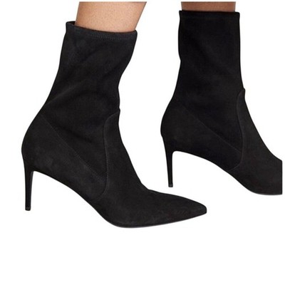 Stuart Weitzman Black Suede Heel Sock Luxury Boot Women Size 10. #33