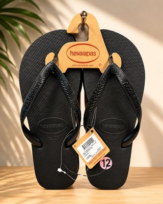 HAVAIANAS MEN S BLACK TOP CORE FLIP FLOPS SANDALS SIZE 11/12 M