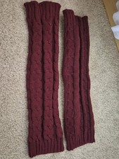 Burgundy Women's Calf Length Leg Warmers For Fall And Winter Fashion