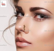 14Kt Real Gold Stud Yellow Nose Ear Pin Piercing Wedding Ring Bone 20 Gauge