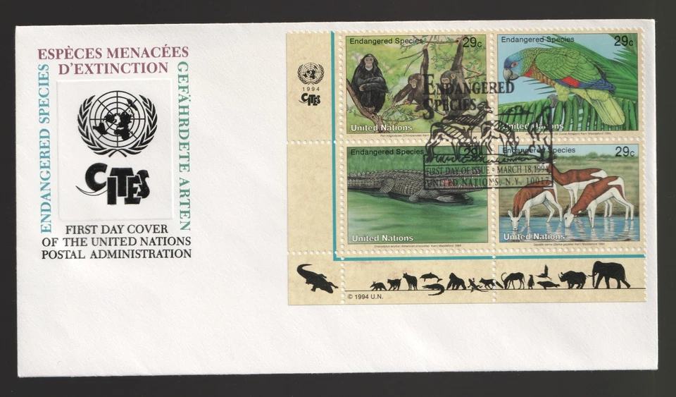1994 United Nations NY Endangered Species FDC First Day Cover - Image 2 of 3