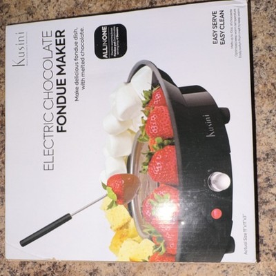 Kusini Electric Chocolate Fondue Maker Black with Fondue Fork and Pot